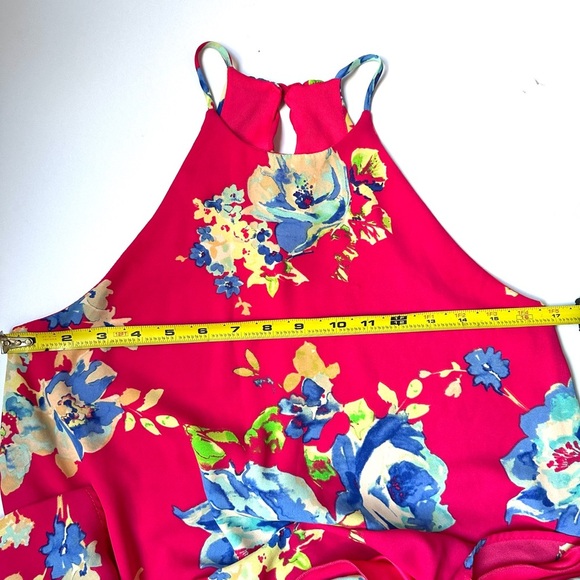 Everly Pink Floral Sundress Mini Women Sz Small Halter Neck Sleeveless - Picture 6 of 10